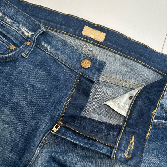 Mother The Dropout Jeans Size 25 Denim Blue Distressed Tequila Truth 31x26.5 - Picture 6 of 16